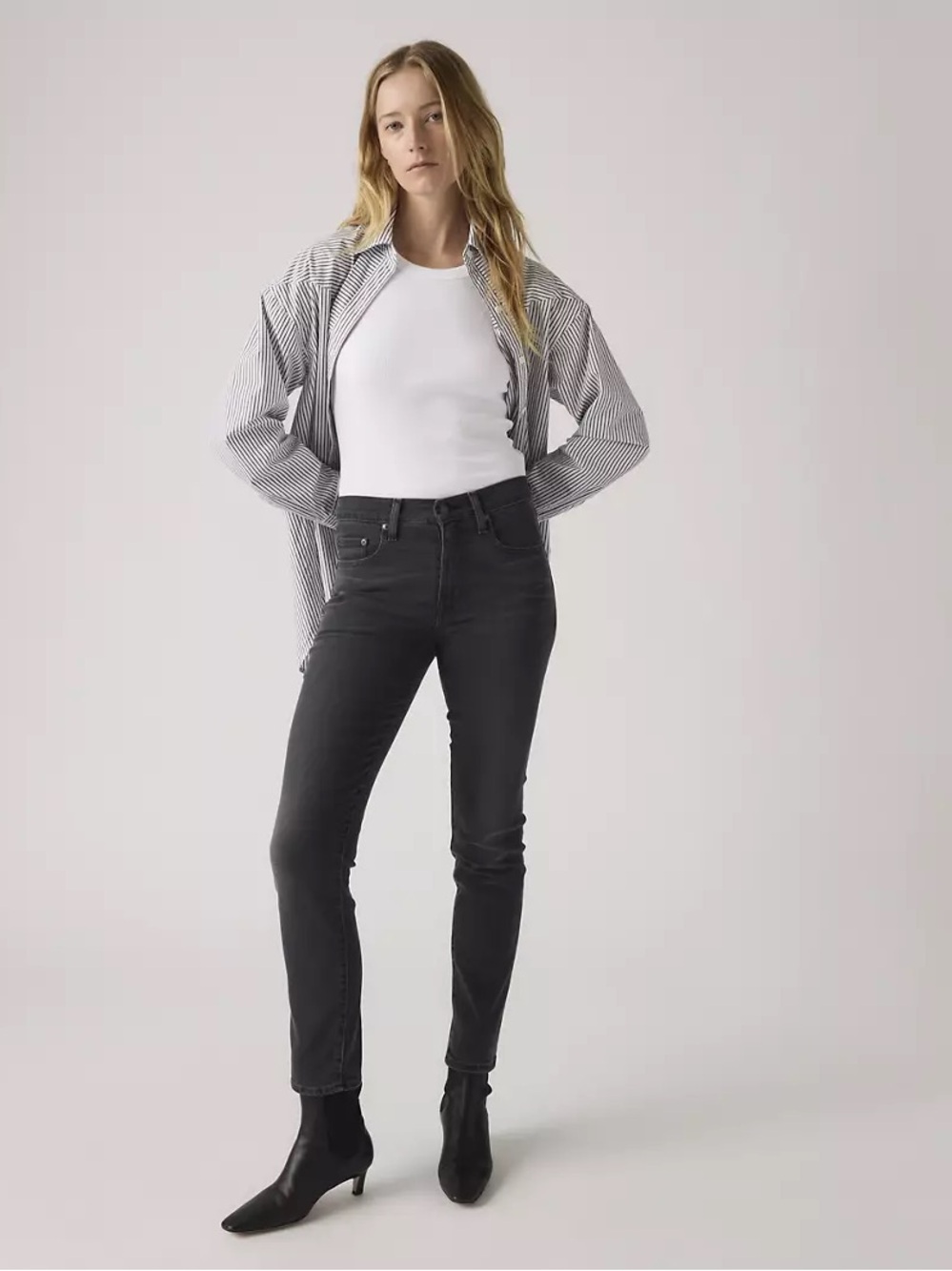 Levi’s 724 High Rise Straight Jeans Womens 33x30 Black Stretch Denim Black Tag